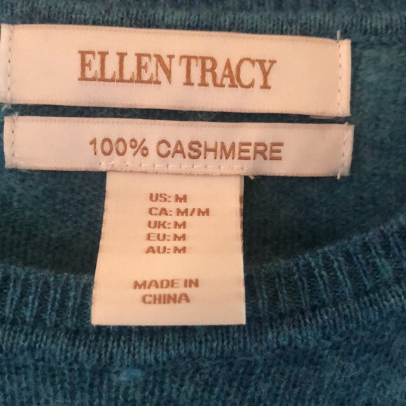Ellen Tracy, 100% cashmere turquoise/teal/ blue sweater - Picture 2 of 3